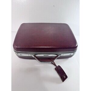 Vintage Samsonite Train Case Burgundy Red Hard Shell Suitcase 19x15x 8 Travel
